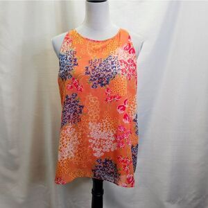 Cynthia Rowley Orange Floral Sleeveless Blouse Size Medium